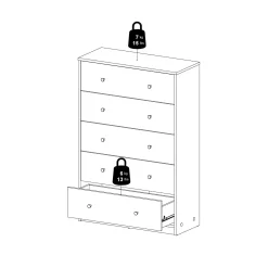 Renor Kommode med 5 skuffer Hvit 72x30x108 cm