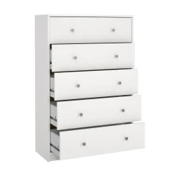 Renor Kommode med 5 skuffer Hvit 72x30x108 cm