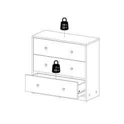 Renor Kommode 3 skuffer 72x30x68 cm