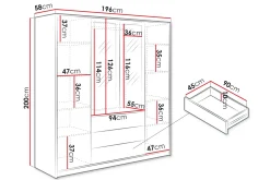 Retro Garderobe M. Speil 196x200 cm