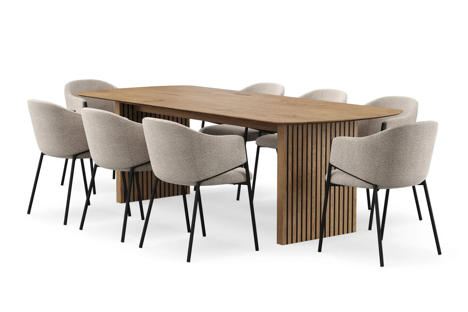 Richeto spisebord 240 cm med 8 Filip spisestoler
