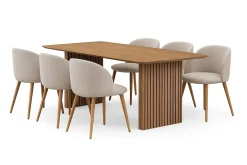 Richeto spisebord 210 cm med 6 Greya spisestoler med armlener