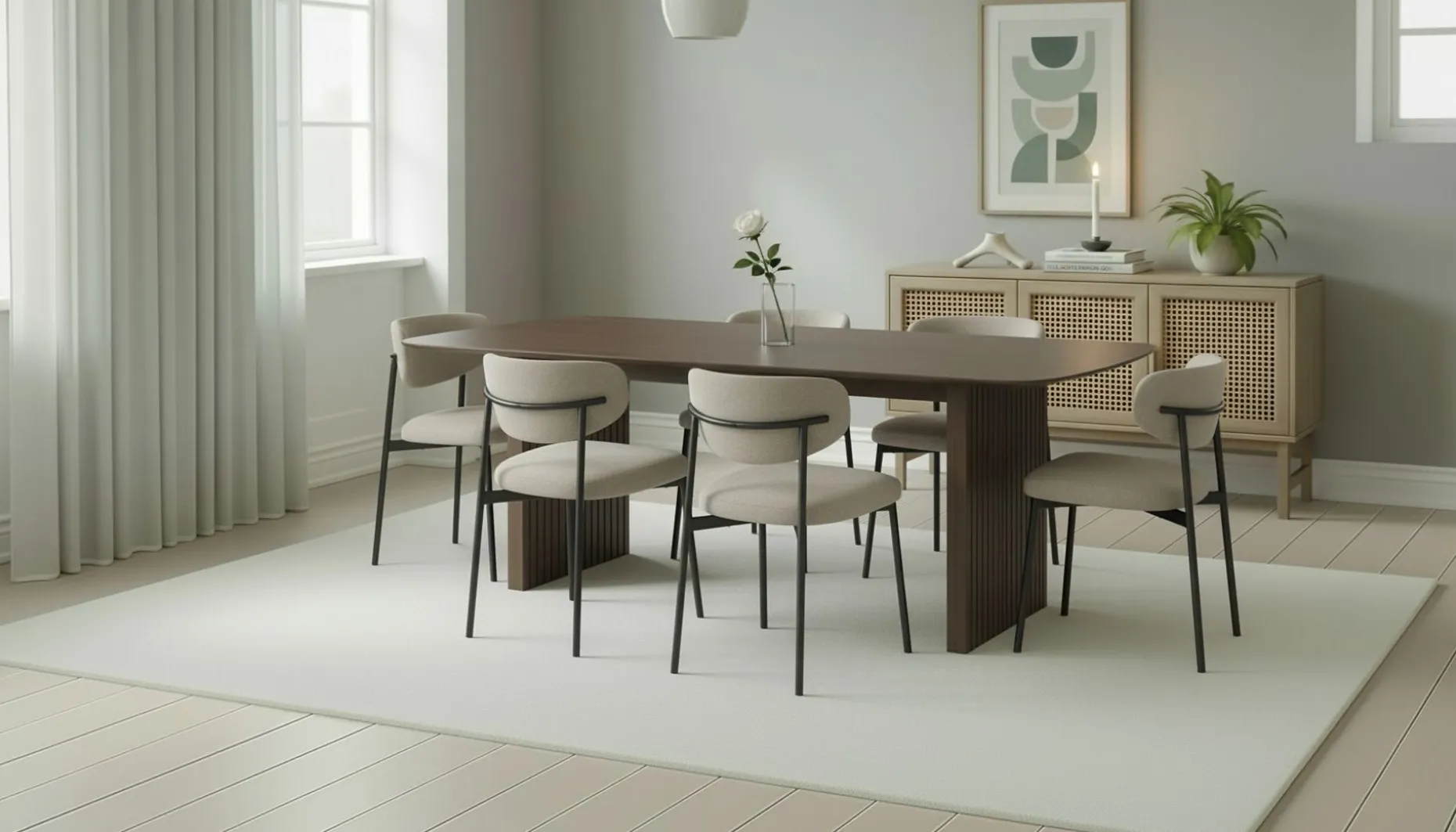 Richeto spisebord 240 cm med 6 Lucy spisestoler