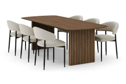 Richeto spisebord 240 cm med 6 Sawako stoler