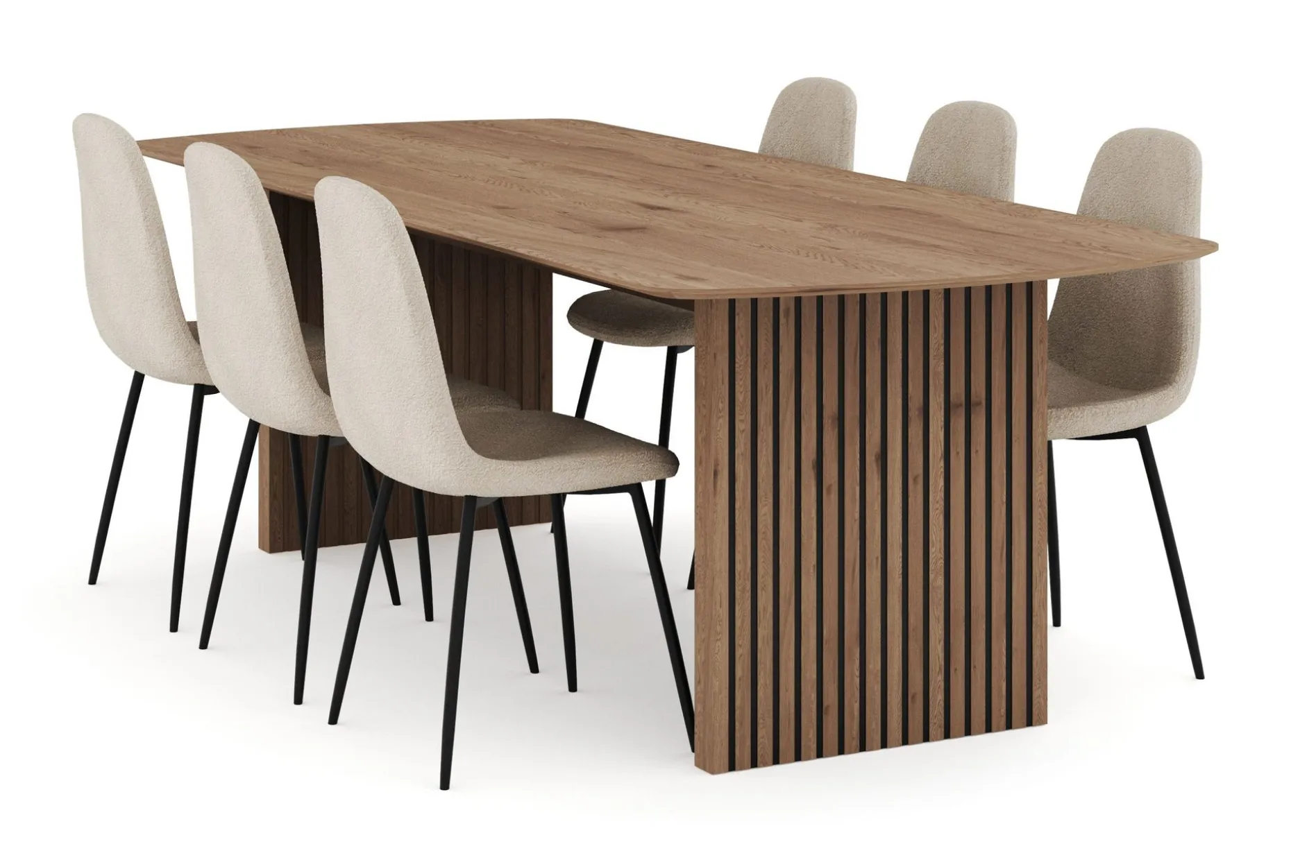 Richeto Spisegruppe 240 cm med 6 Polar Spisestoler
