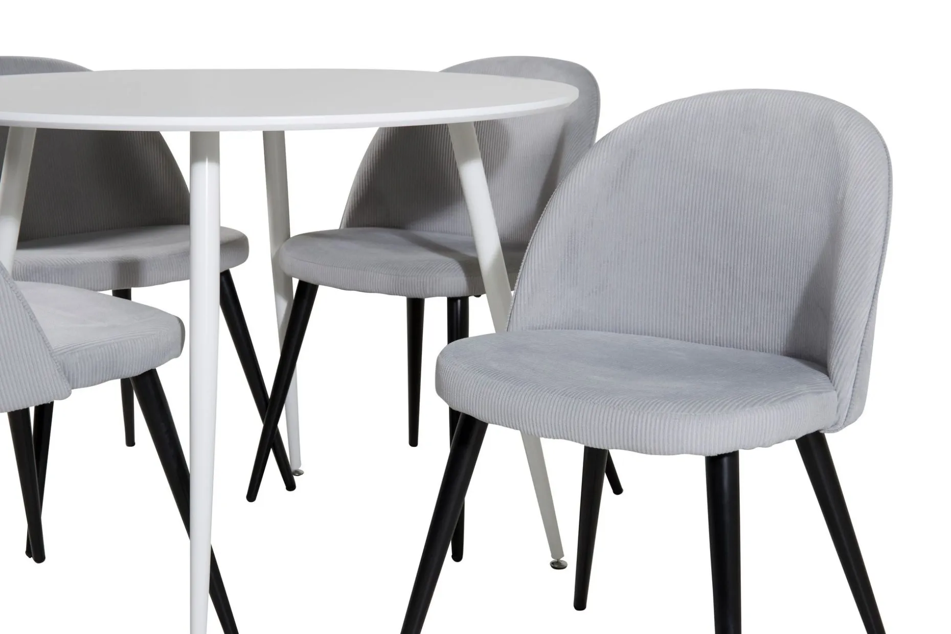 Ridones Spisegruppe 100 cm Rund inkl. 4 Valeri Cordfløyelsto