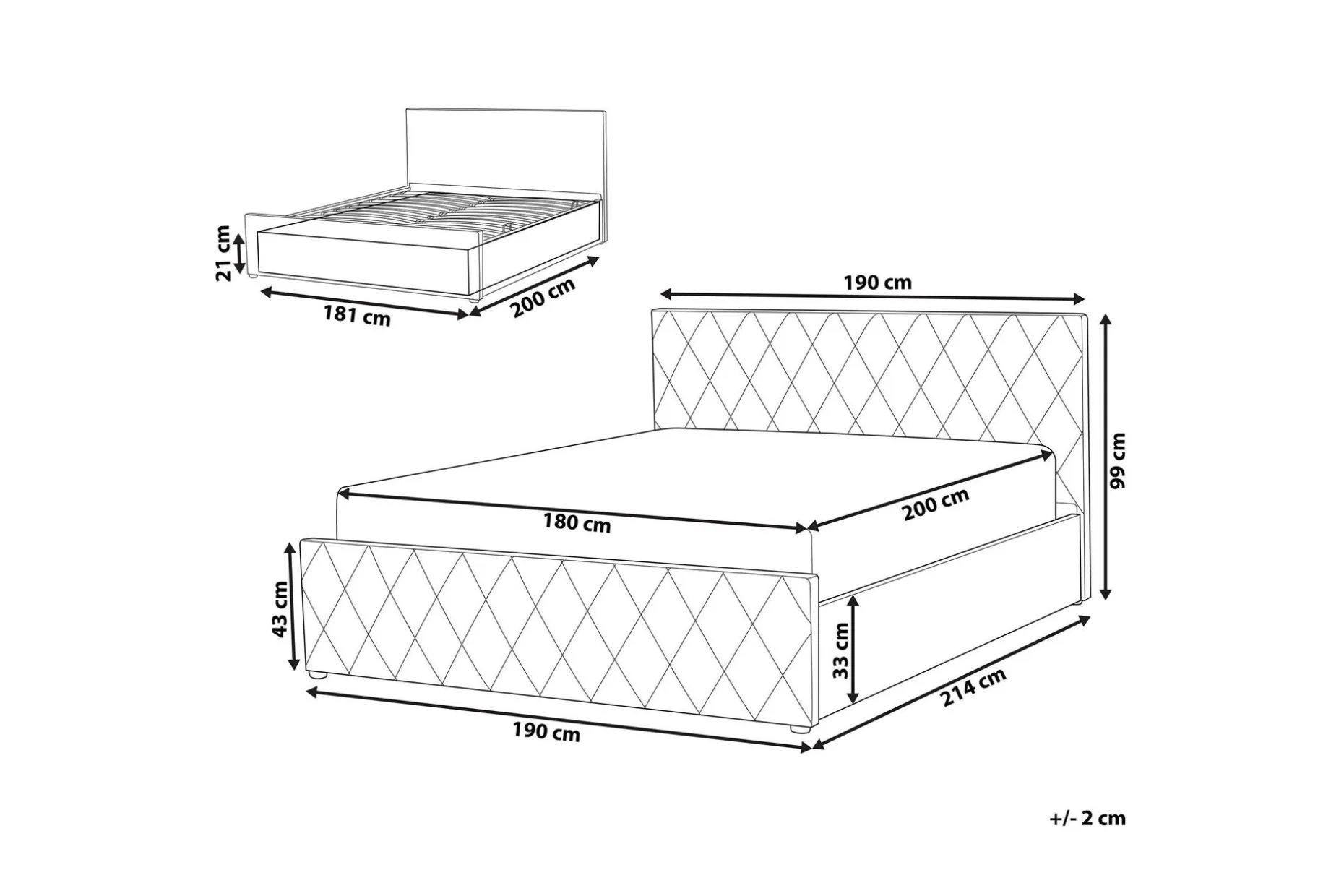 Rochefort Oppbevaringsseng 180x200 cm