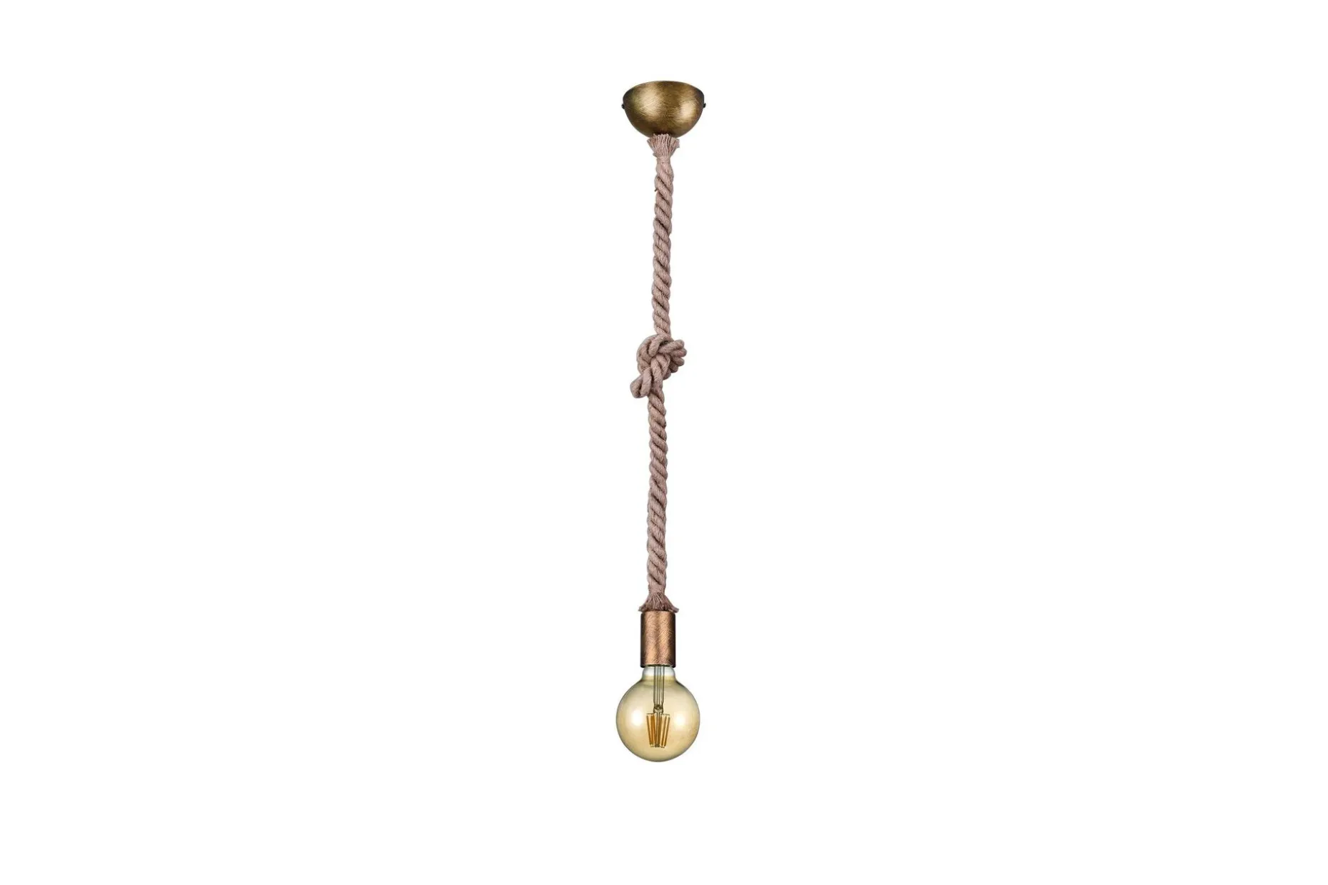Rope Pendellampe E27 Antikk Messing