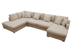 Rossita Lyx 5-seters høyrevendt U-formet ekstra dyp sofa med divan og sjeselong i stoff