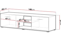 Ruskelsby TV-bänk 140 cm Black