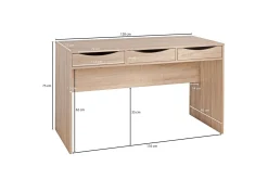 Ryea Skrivebord 120 cm med Oppbevaring 3 Skuffer