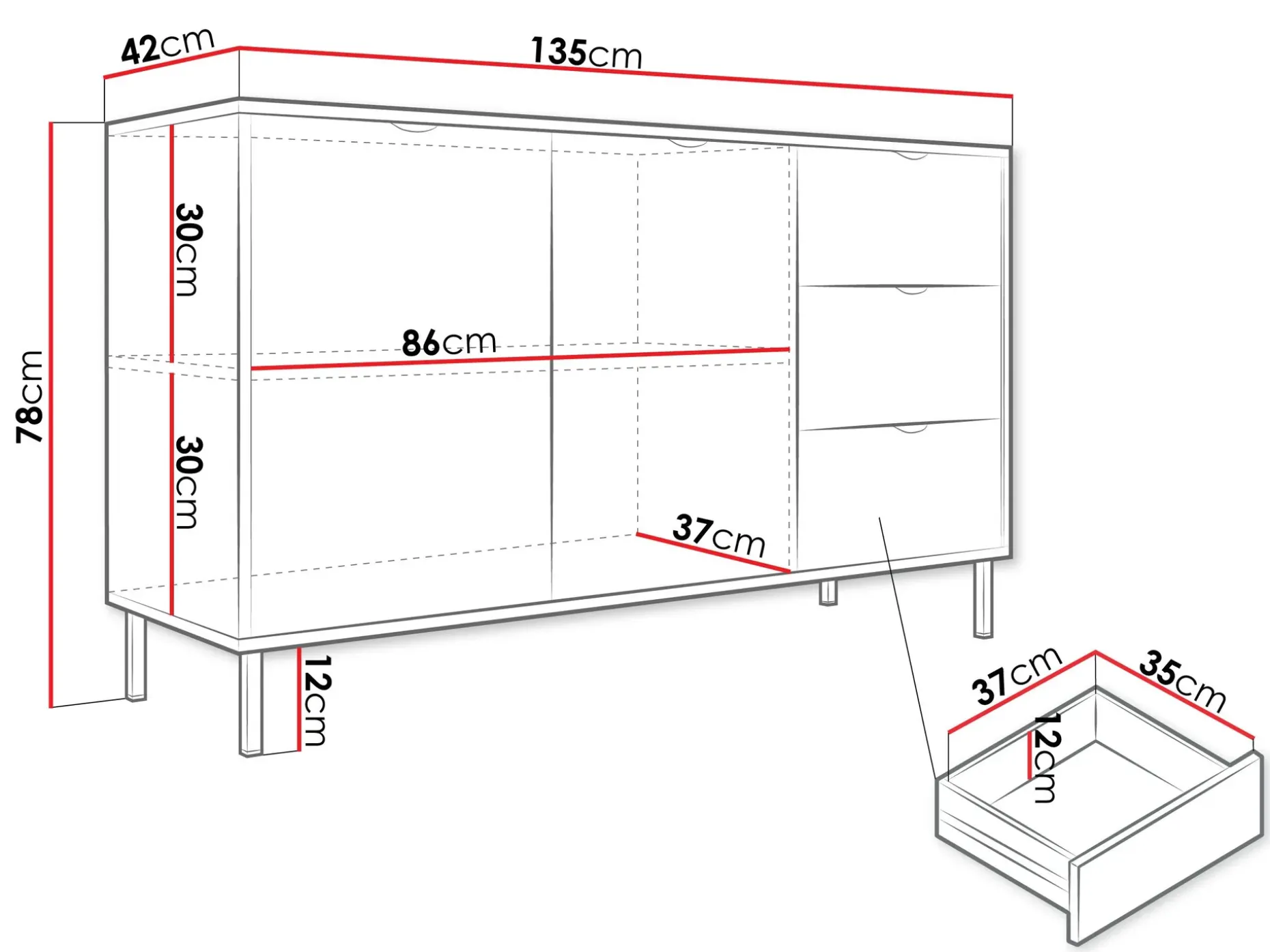 Salmor Skjenk 135x42 cm