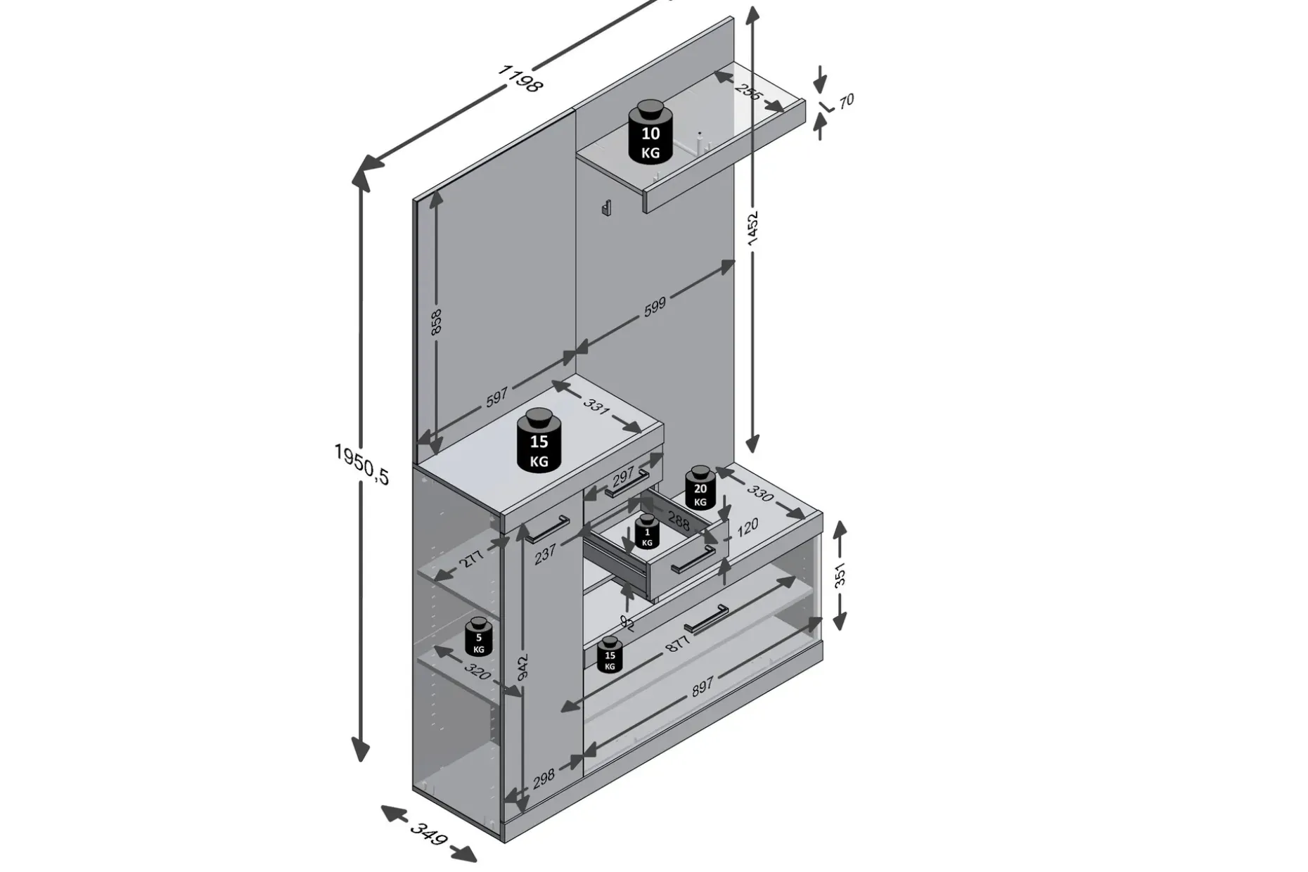Samekia Garderobe 120 cm