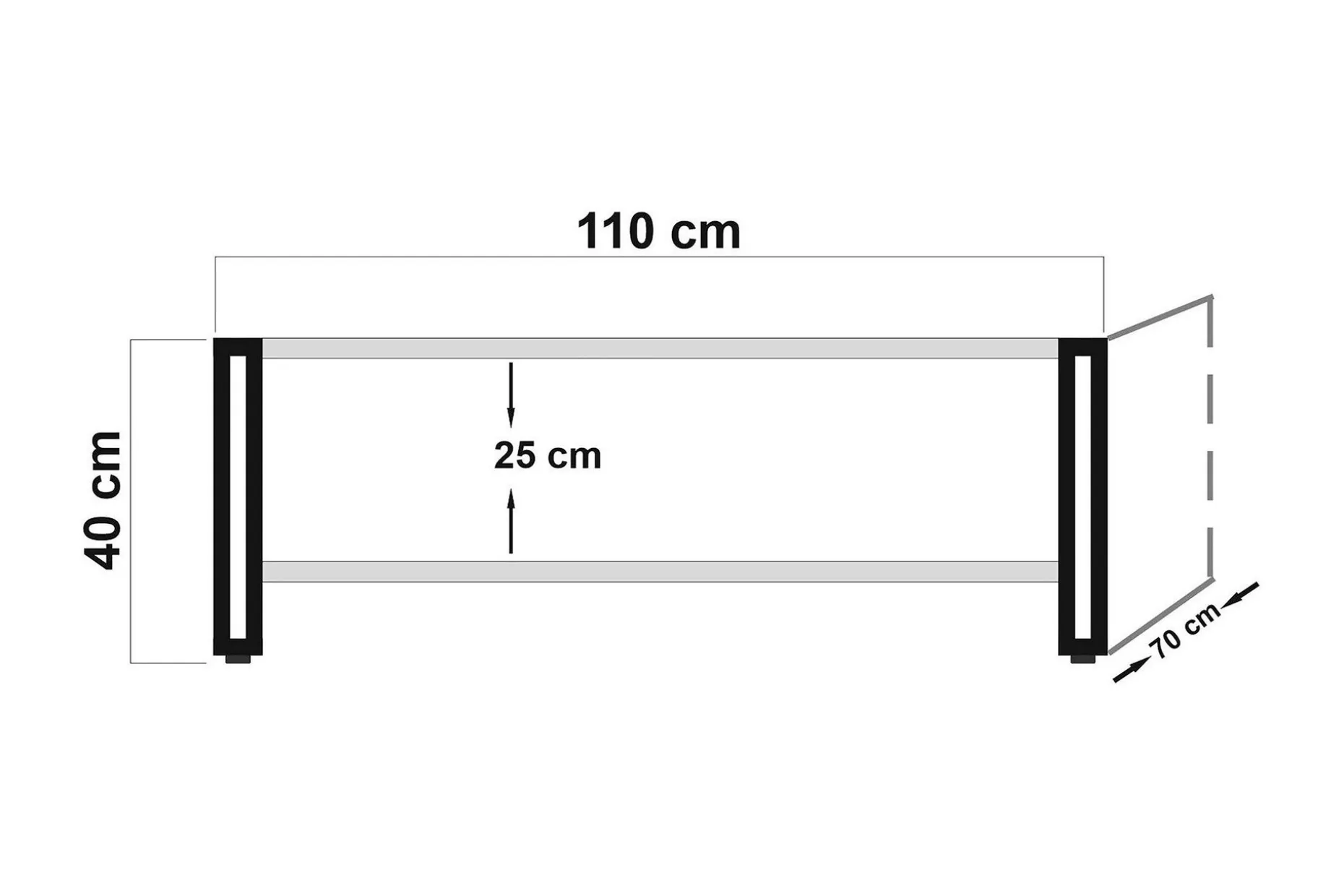 Sapphira Sofabord 110 cm med Oppbevaringshylle