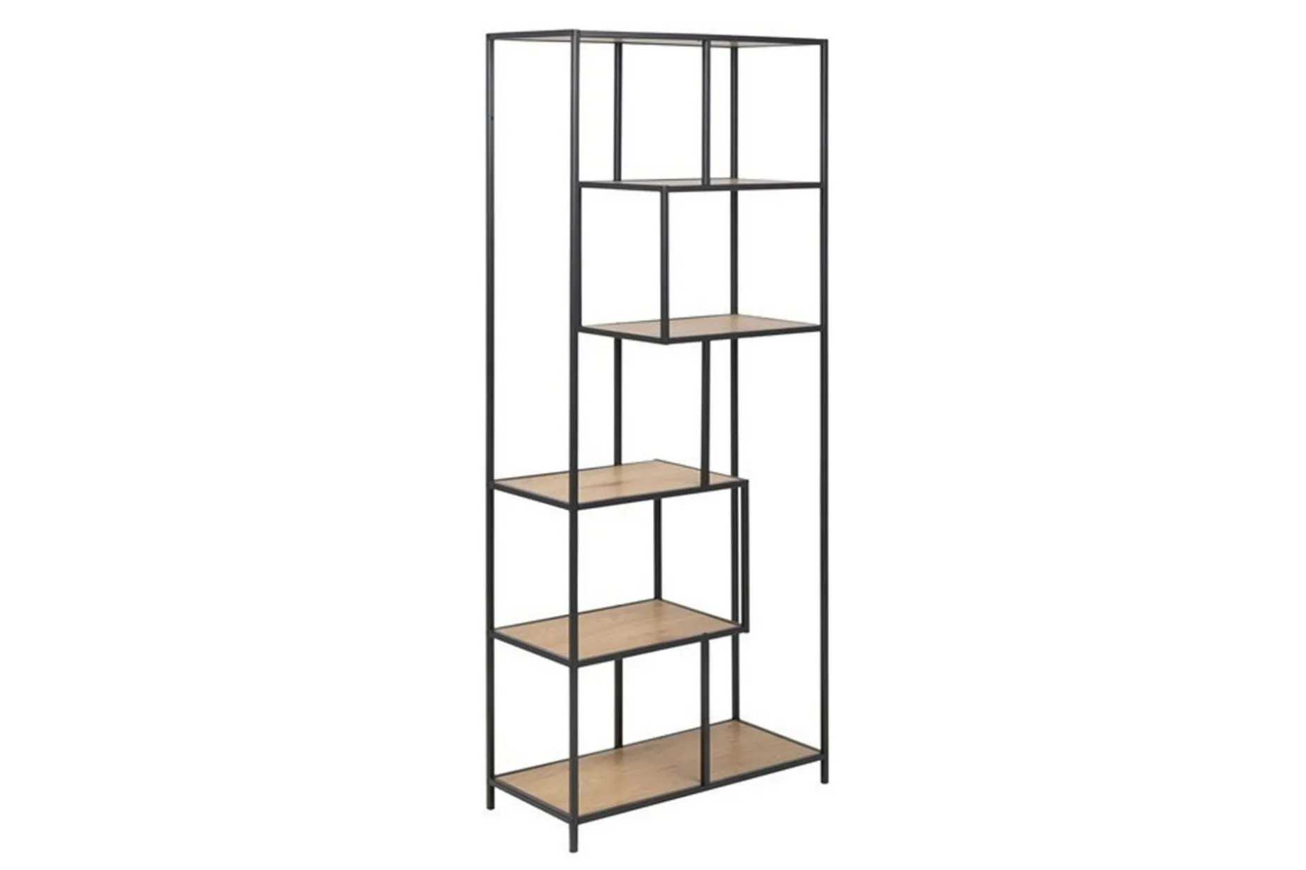 Seaford Hylle 77x35x185 cm Eik/Svart