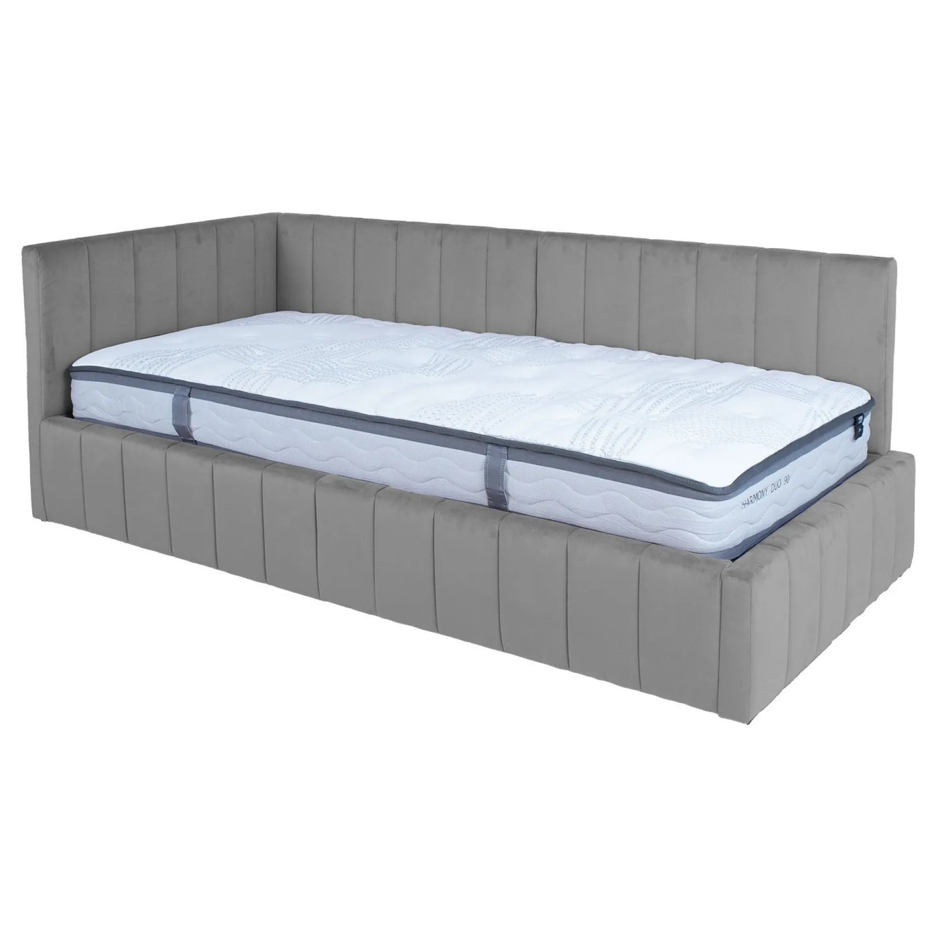 Seng HOME4YOU Jasper 90x200 cm med madrass Harmony Duo 80x40xh85 cm, melamin med eikebark