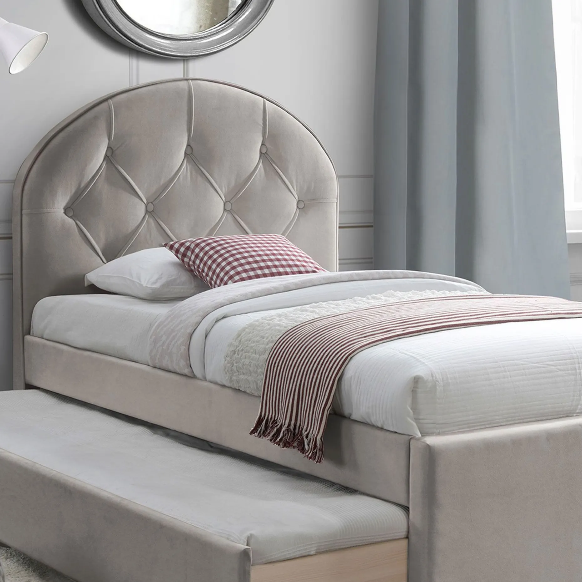 Seng HOME4YOU Lara med madrass Harmony Uno 90x200 cm champagne
