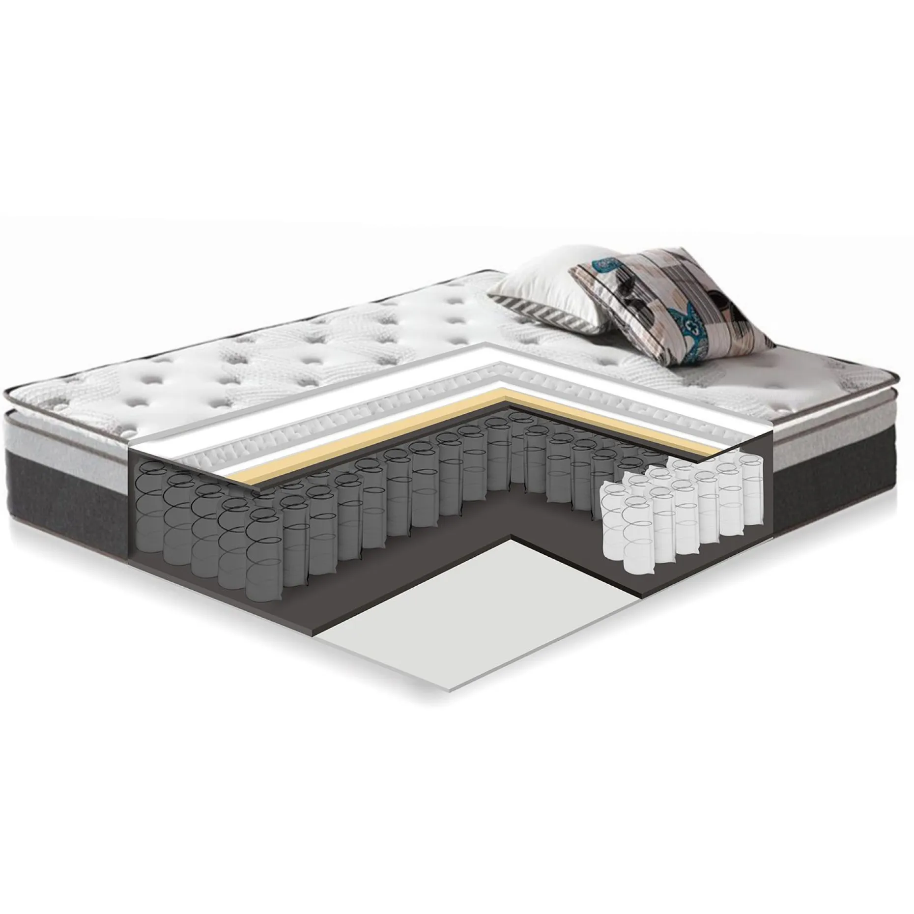 Seng HOME4YOU Roman med madrass Harmony Top 160x200 cm grå