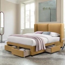 Seng HOME4YOU Sugi med madrass Harmony Top 160x200 cm Gul