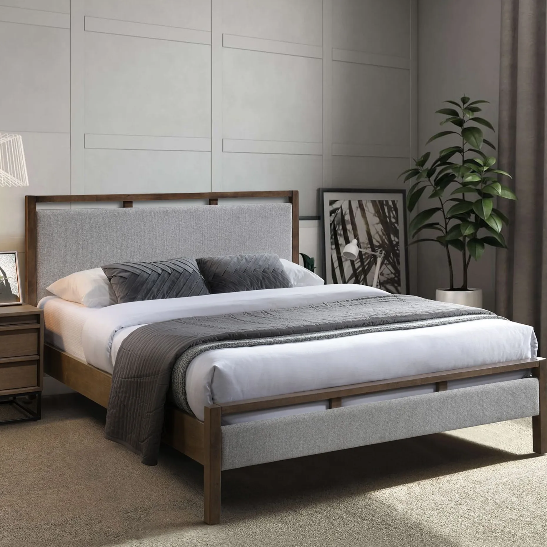 Seng HOME4YOU Voksi med madrass Harmony Delux 160x200 cm grå