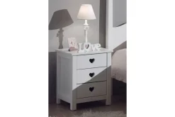 Seng med lamellbunn nattbord garderobe skrivebord bokhylle Amori Hvit 2-dørs