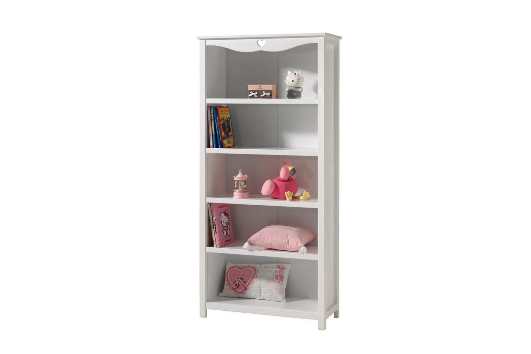 Seng med lamellbunn nattbord garderobe skrivebord bokhylle Amori Hvit 2-dørs
