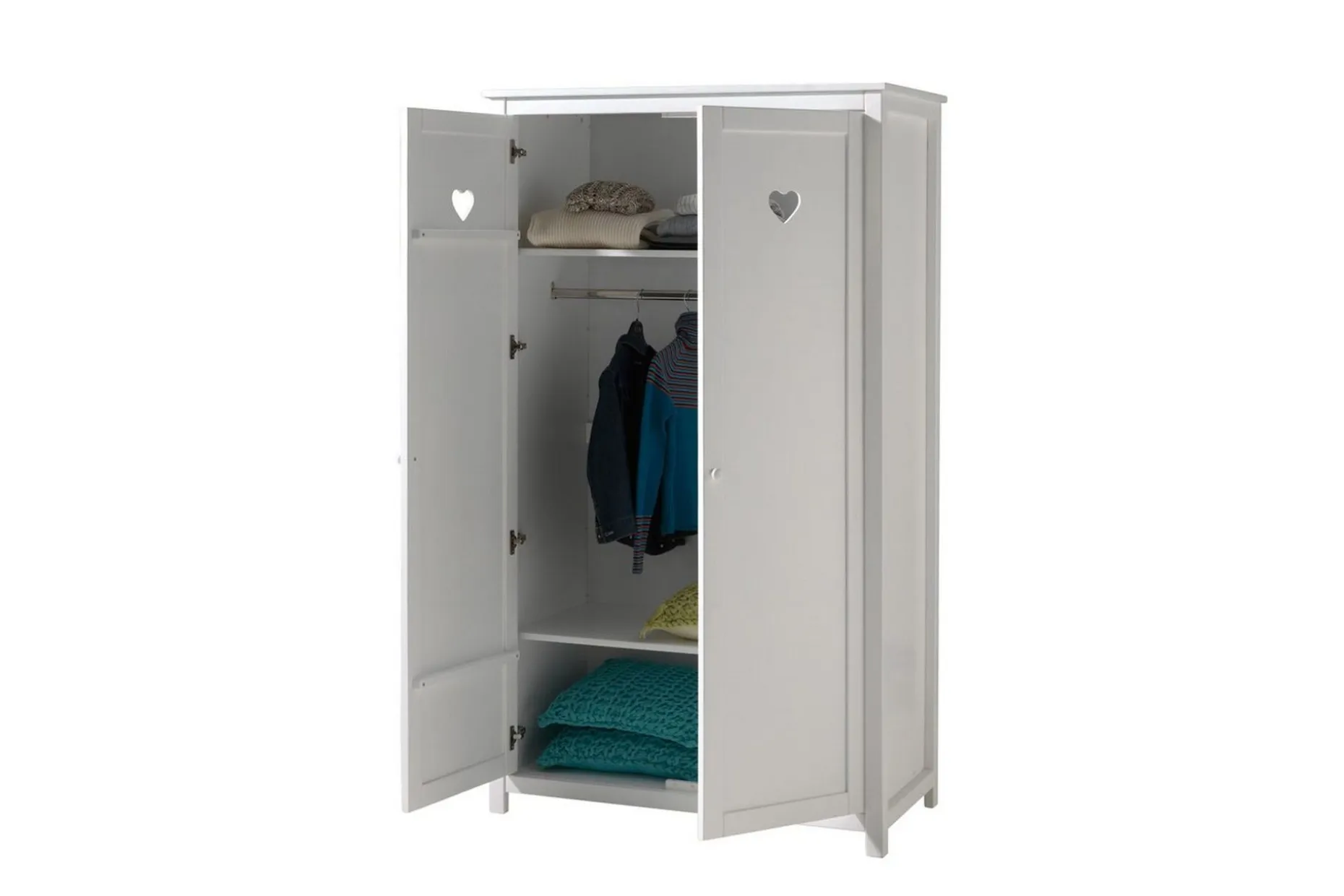 Seng med nattbord garderobe skrivebord Amori Hvit 2-dørs