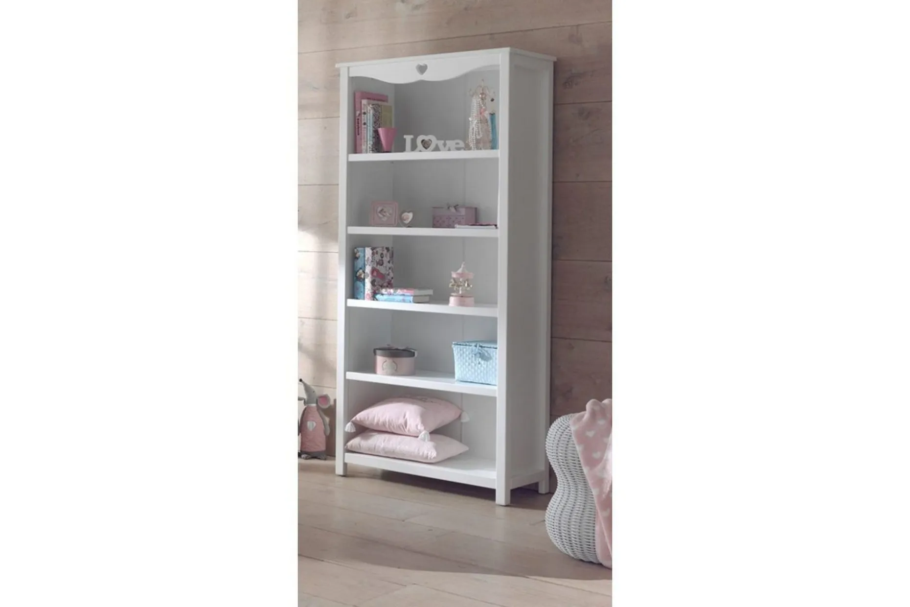 Seng med nattbord garderobe skrivebord bokhylle Amori Hvit 3-dører