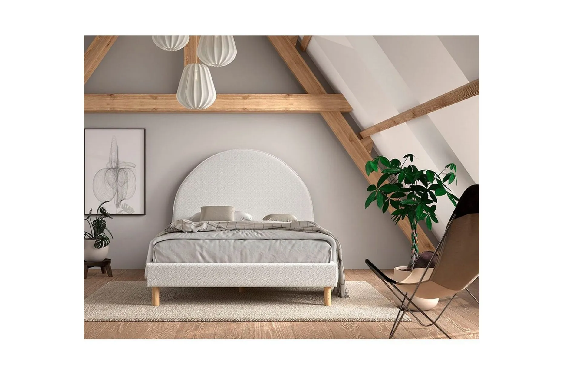 Seng med 2 nattbord Måne 140x200 cm Hvit