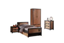 Seng med nattbord skuff garderobe kommode Alex