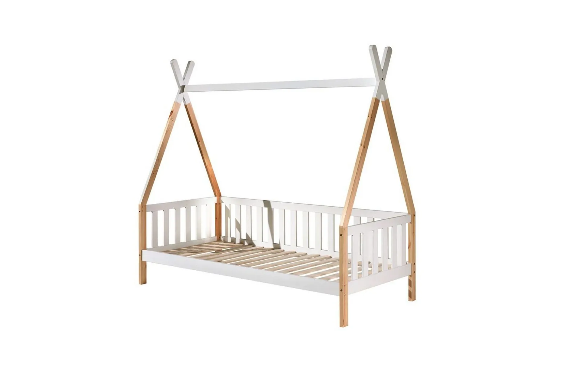 Seng med skuff Tipi Hvit, Med gjerde