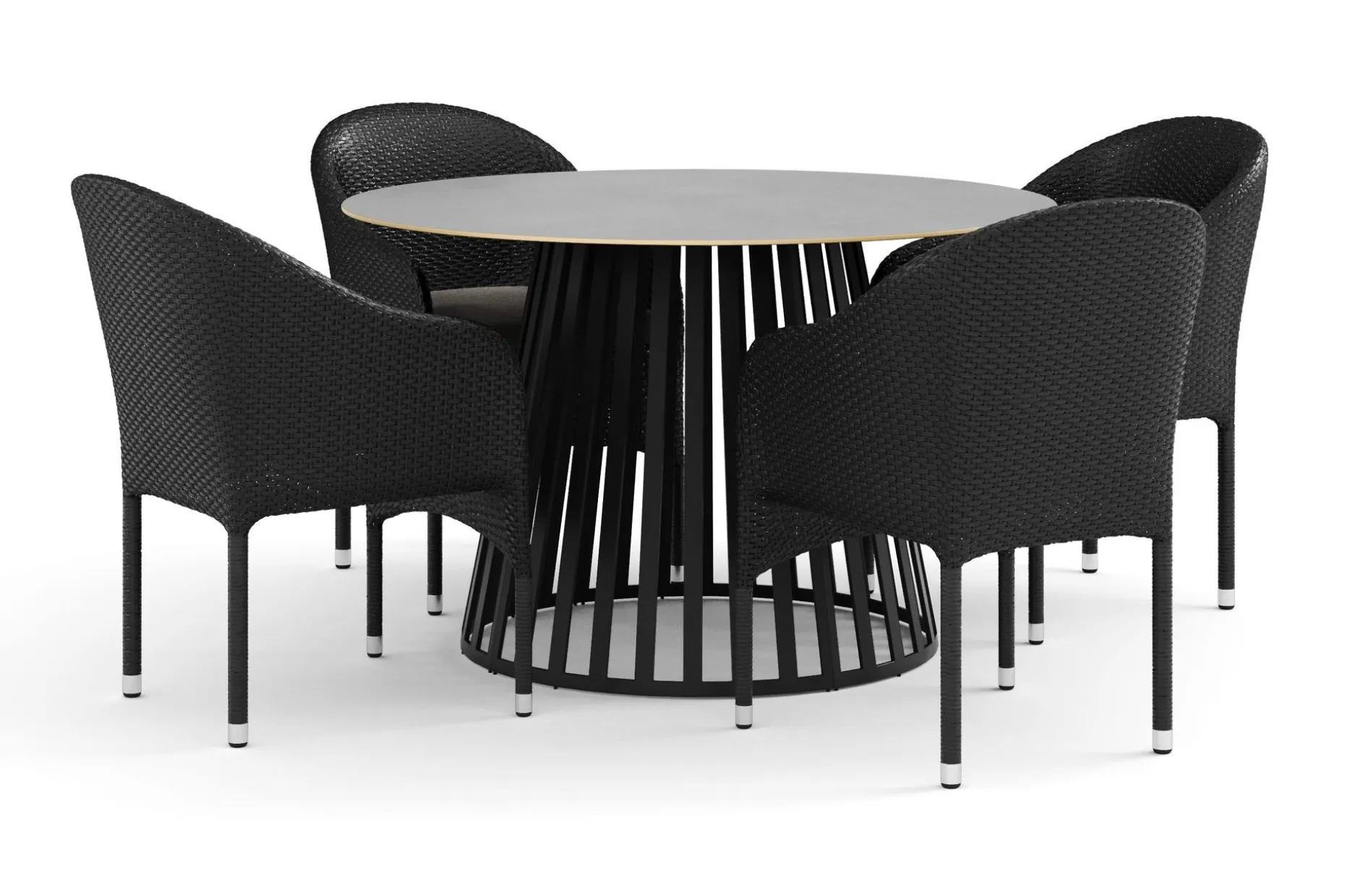 Sensi utendørs spisegruppe 120 cm med 4 Thor lenestoler