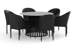 Sensi utendørs spisegruppe 120 cm med 6 Thor lenestoler