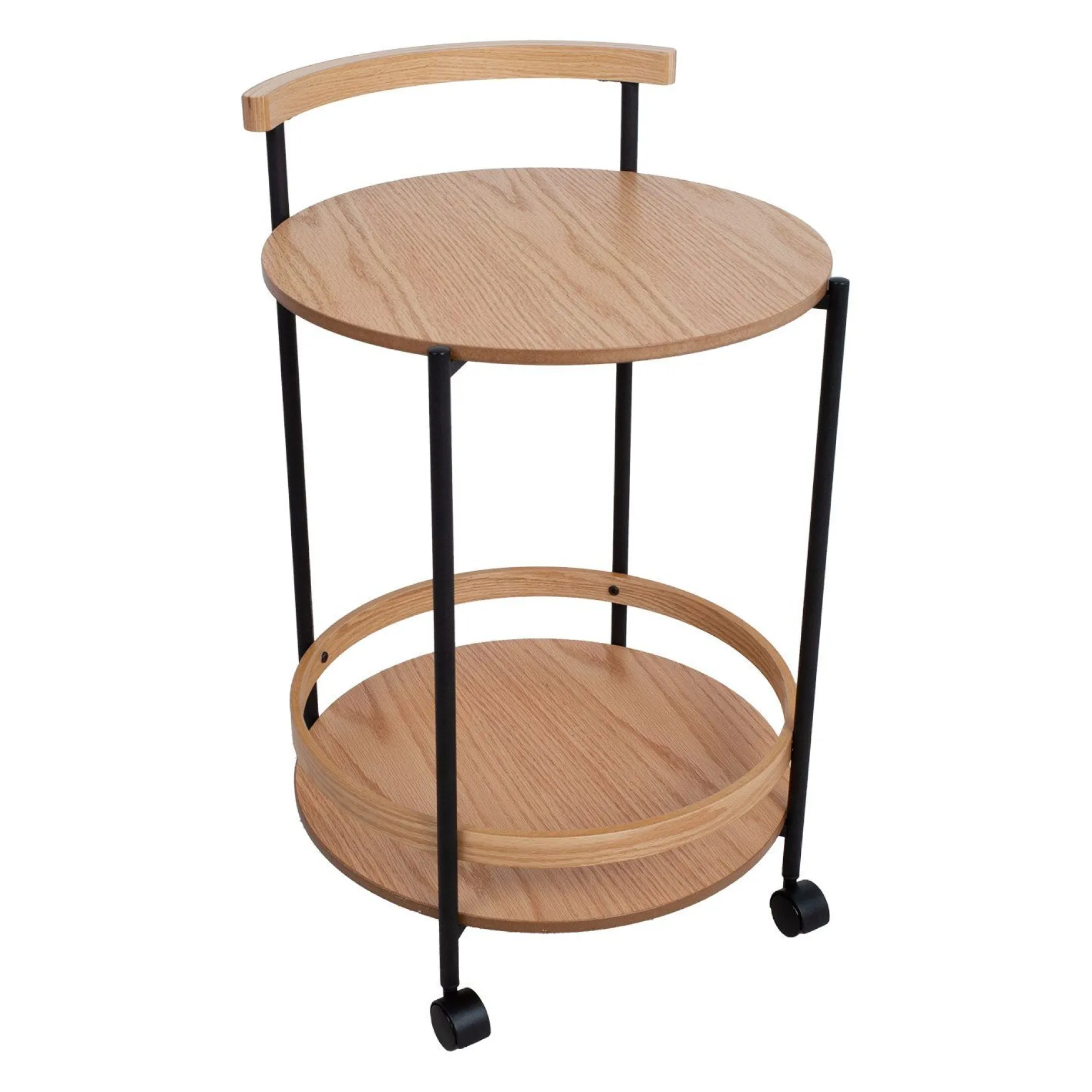 Serveringsvogn HOME4YOU Genua 49x46x74 cm lyst tre/svart