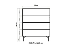 Sia Highboard 95x111 cm Hvit/Brun/Lilla/Gul