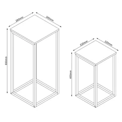 Sidebord HOME4YOU Hannes 2 stk sett 26x26x60 cm 22x22x40 cm Rustikk melamin