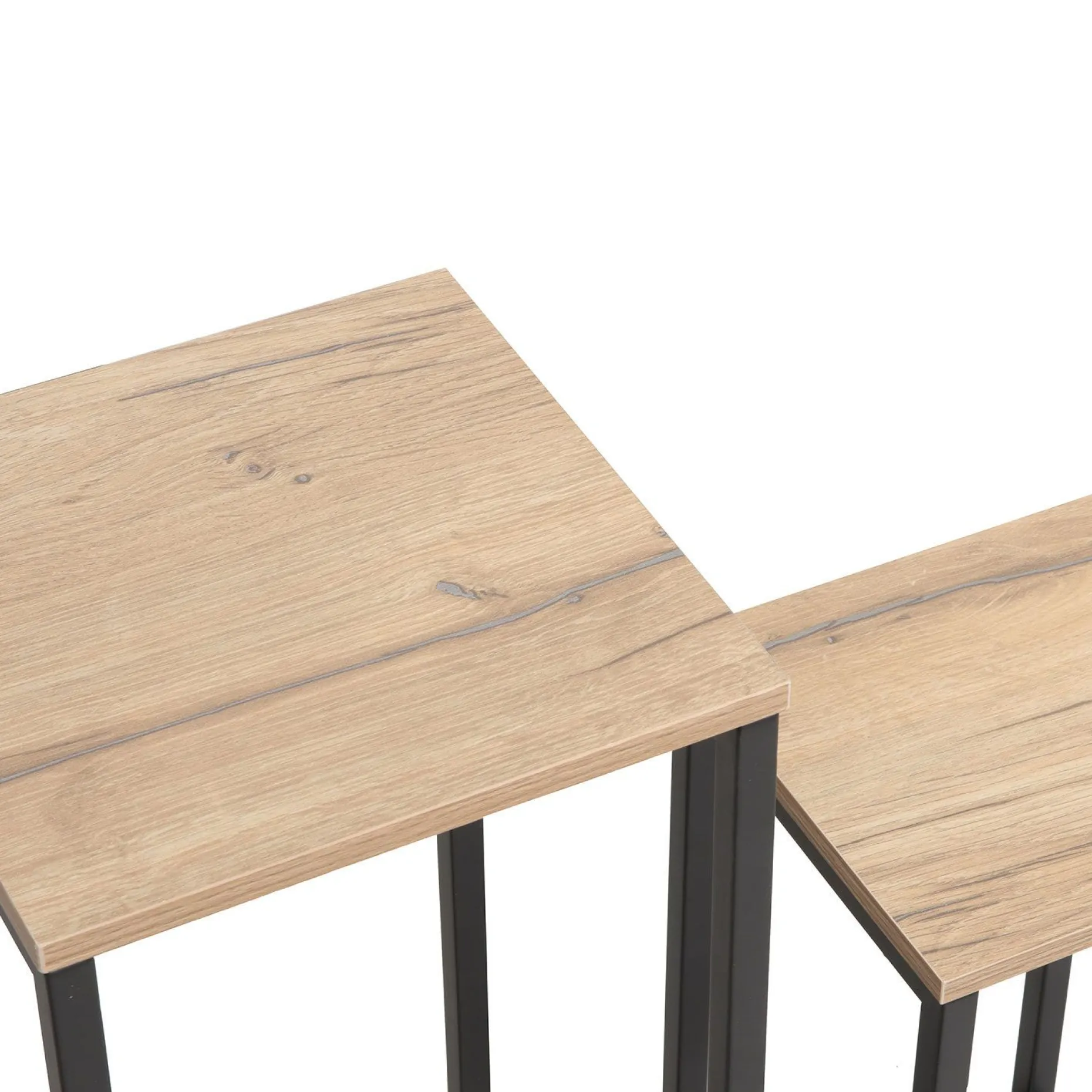 Sidebord HOME4YOU Hannes 2 stk sett 26x26x60 cm 22x22x40 cm Rustikk melamin