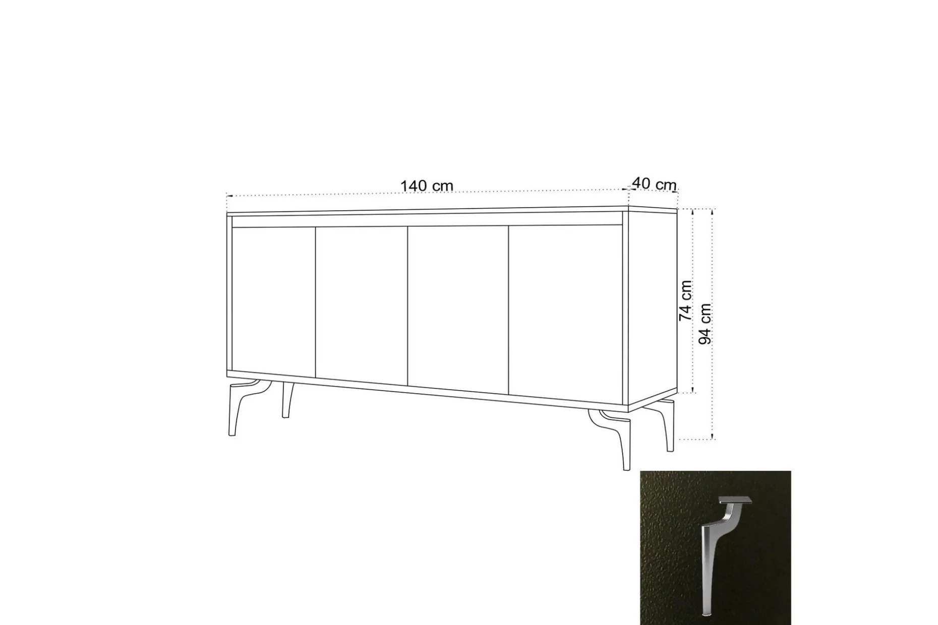 Sidobord Svart|Vit