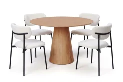 Siena spisegruppe rund 110 cm eik med 4 Lucy spisestoler