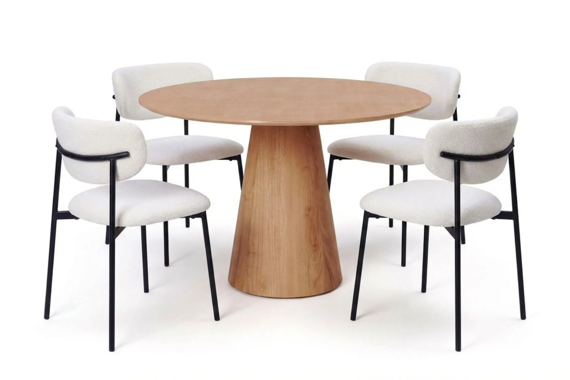 Siena spisegruppe rund 110 cm eik med 4 Lucy spisestoler