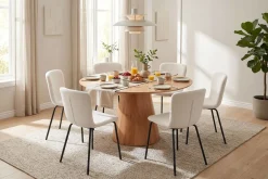 Siena spisegruppe rund 130 cm eik med 6 Katy spisestoler