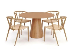 Siena spisegruppe rund 110 cm eik med 4 Winston spisestoler