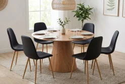 Siena spisegruppe rund 130 cm eik med 6 Nibe spisestoler