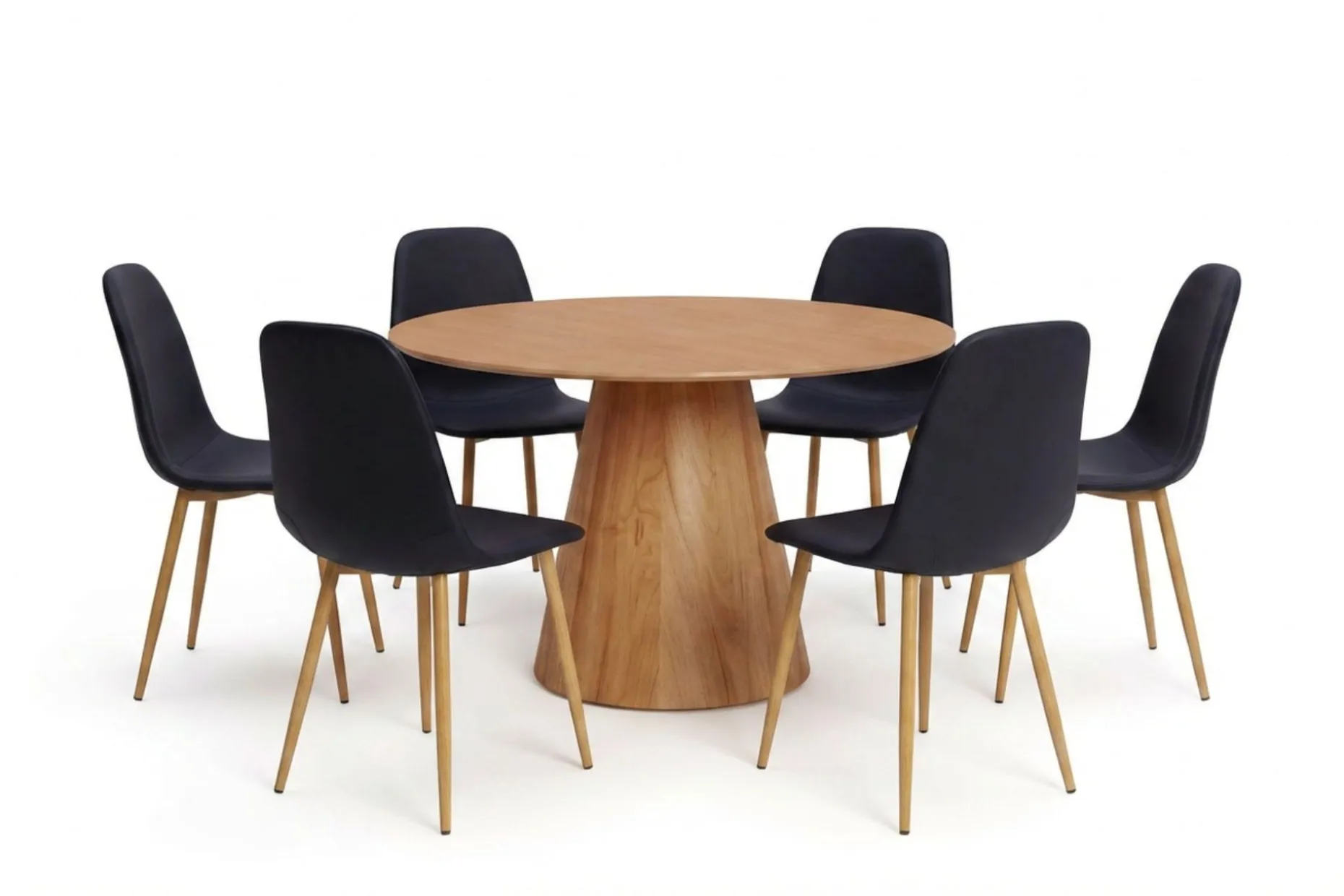 Siena spisegruppe rund 130 cm eik med 6 Nibe spisestoler
