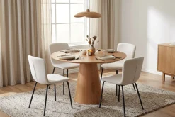 Siena spisegruppe rund 110 cm eik med 4 Katy spisestoler