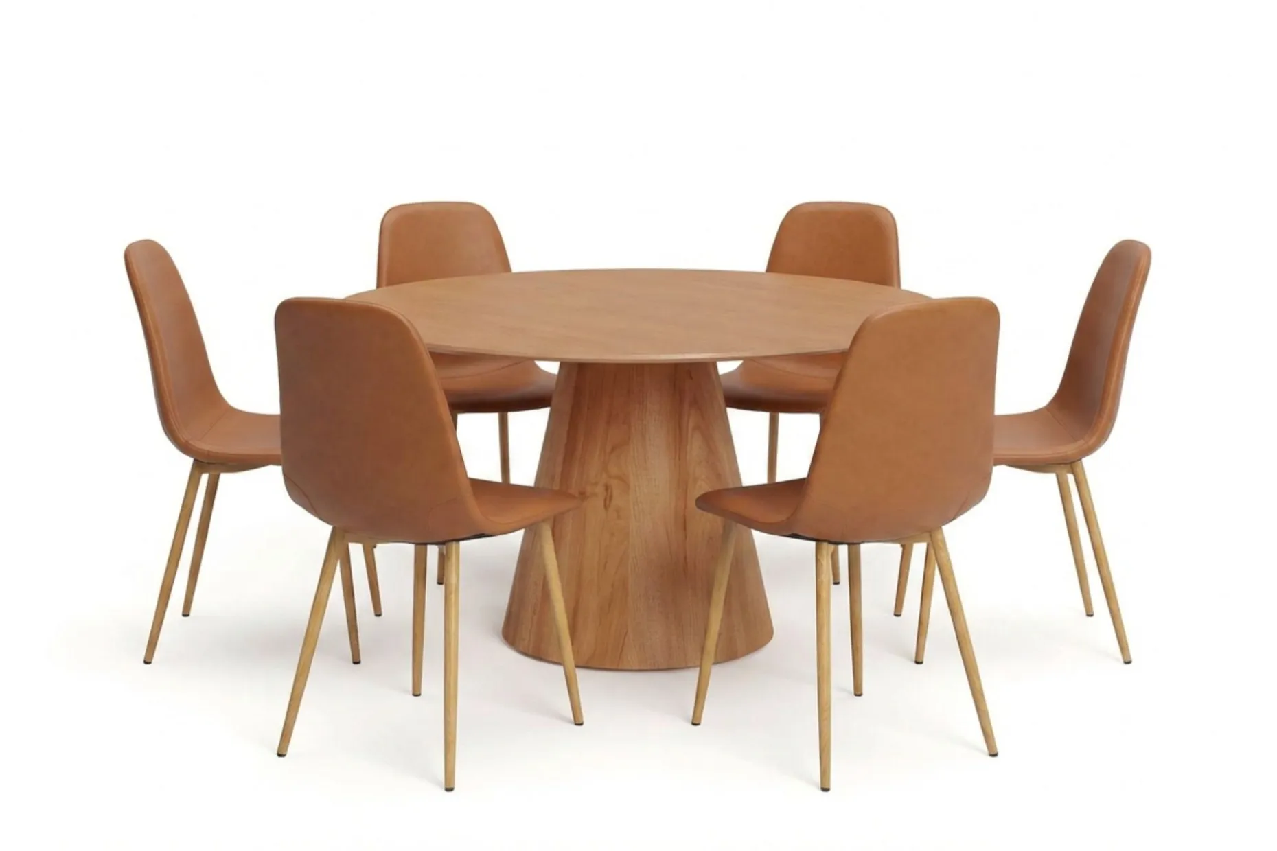 Siena spisegruppe rund 150 cm eik med 6 Nibe spisestoler