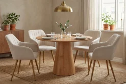 Siena spisegruppe rund 110 cm eik med 4 Filippa spisestoler
