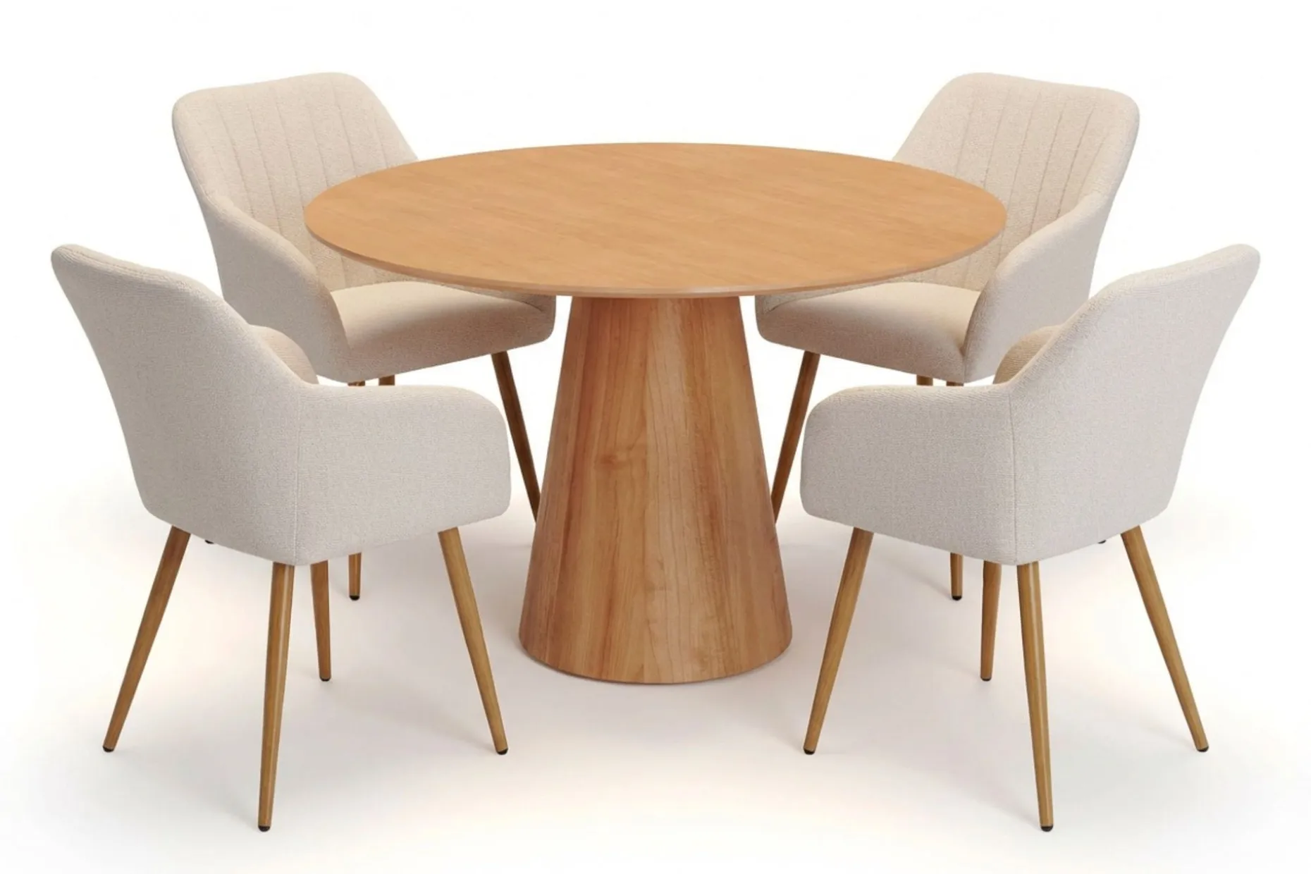 Siena spisegruppe rund 110 cm eik med 4 Filippa spisestoler