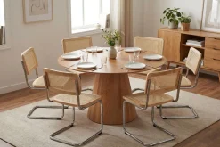 Siena spisegruppe rund 130 cm eik med 6 Build spisestoler