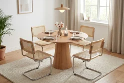 Siena spisegruppe rund 110 cm eik med 4 Build spisestoler
